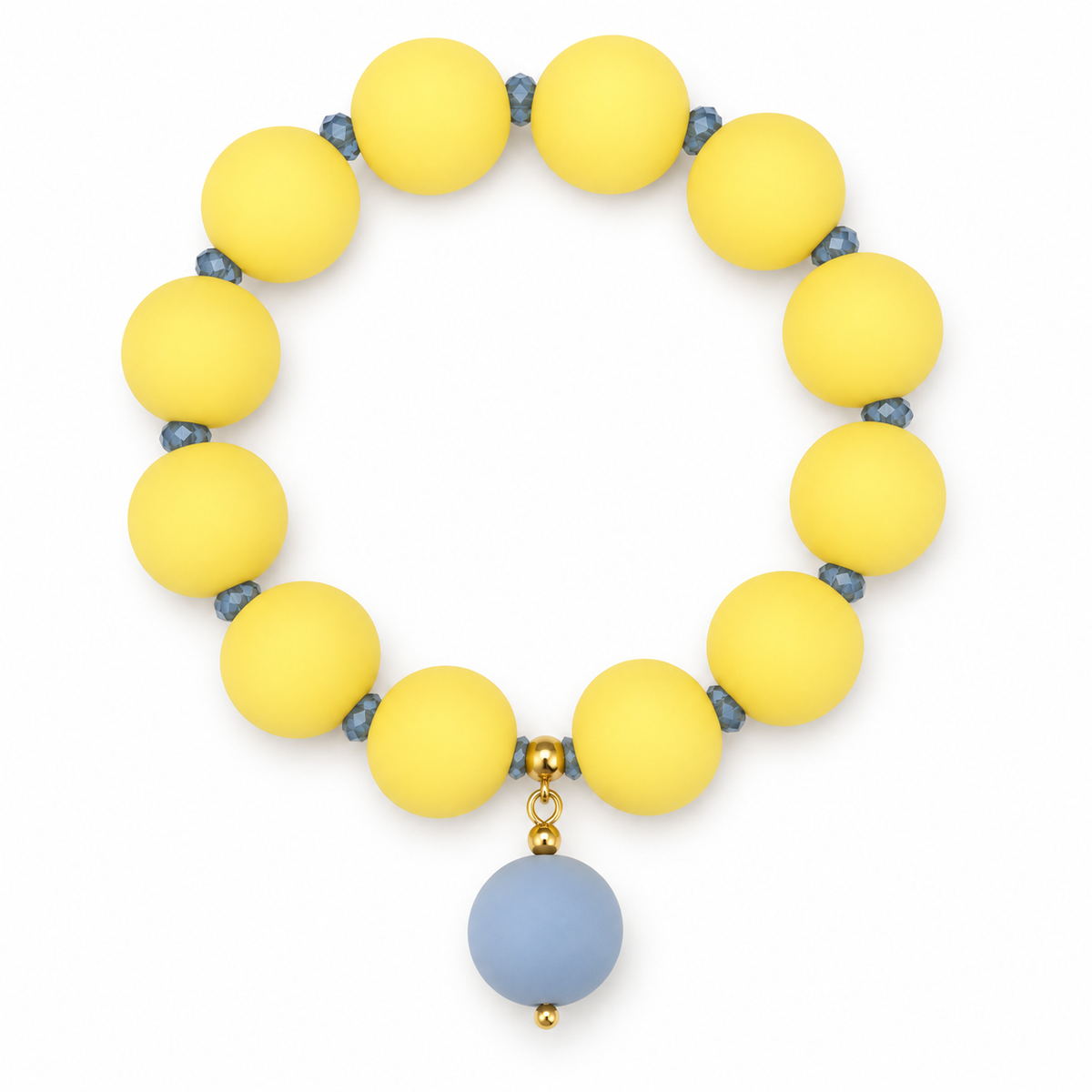 Butter yellow and soft blue beaded bracelet 15 mm