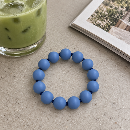 Blue silicone beaded bracelet with 15mm beads