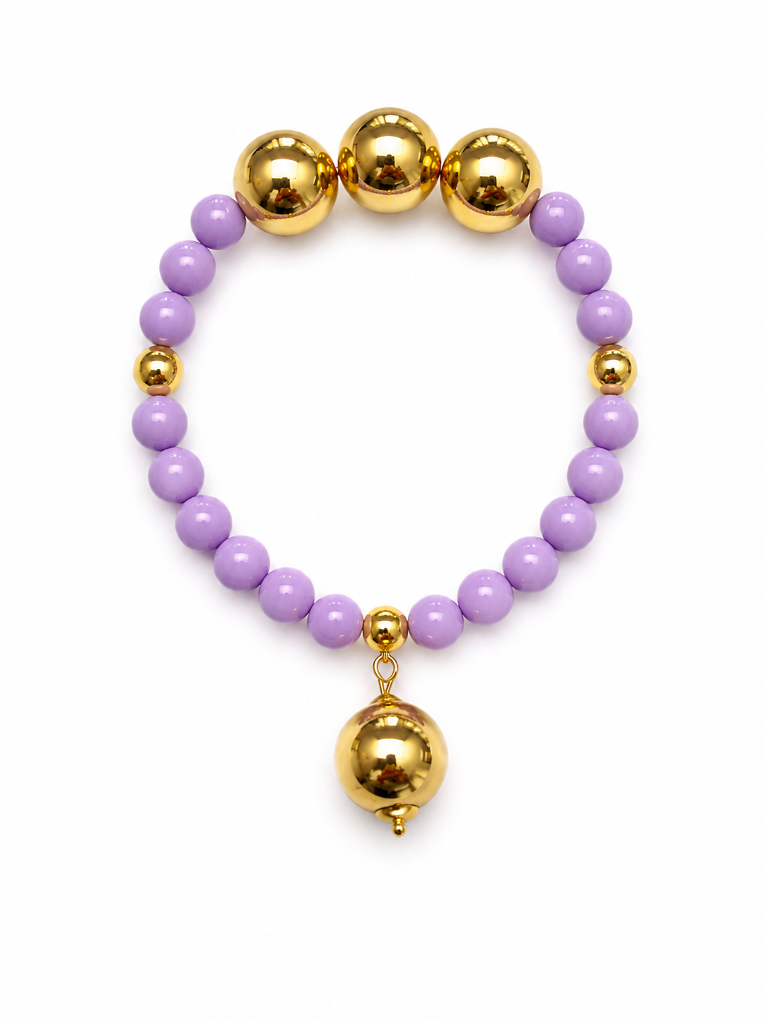 Purple and gold beaded bracelet