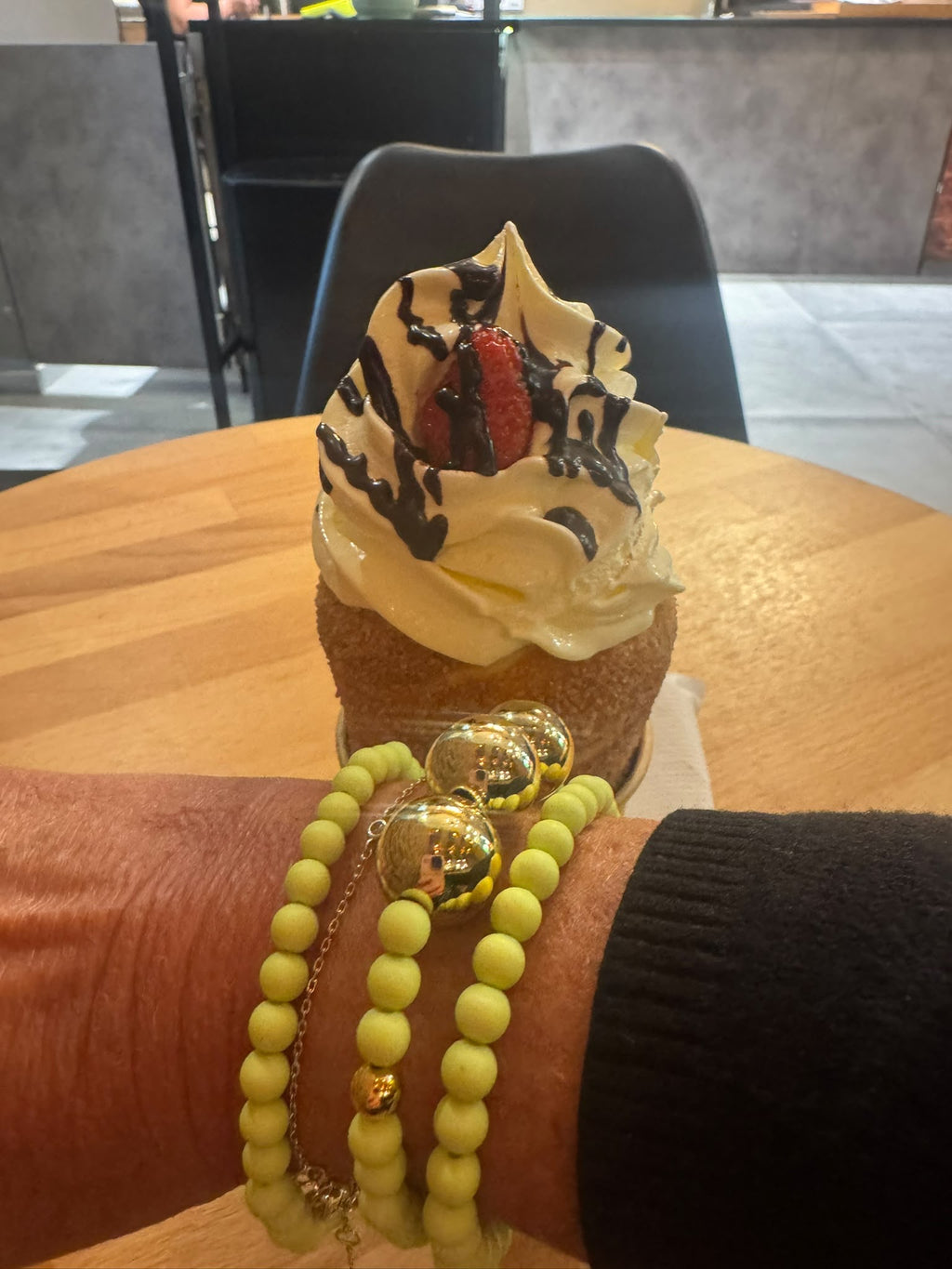 Light lime green and gold bracelet stack