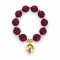 Burgundy silicone beaded bracelet with gold drop