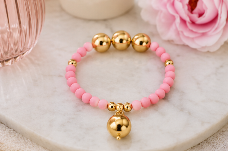 Soft pink beaded bracelet