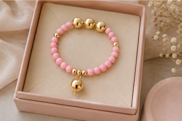 Soft pink beaded bracelet