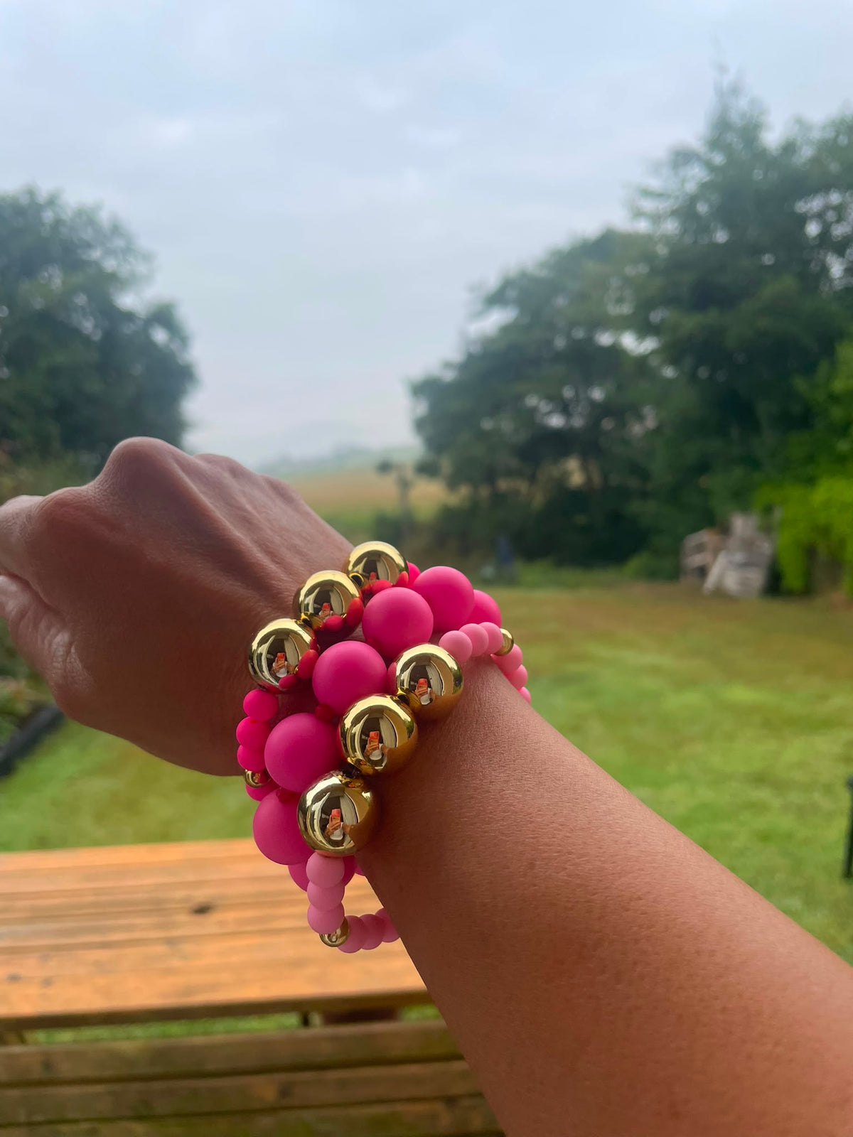 Soft pink beaded bracelet