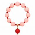 Blush pink beaded bracelet with tomato red drop bead