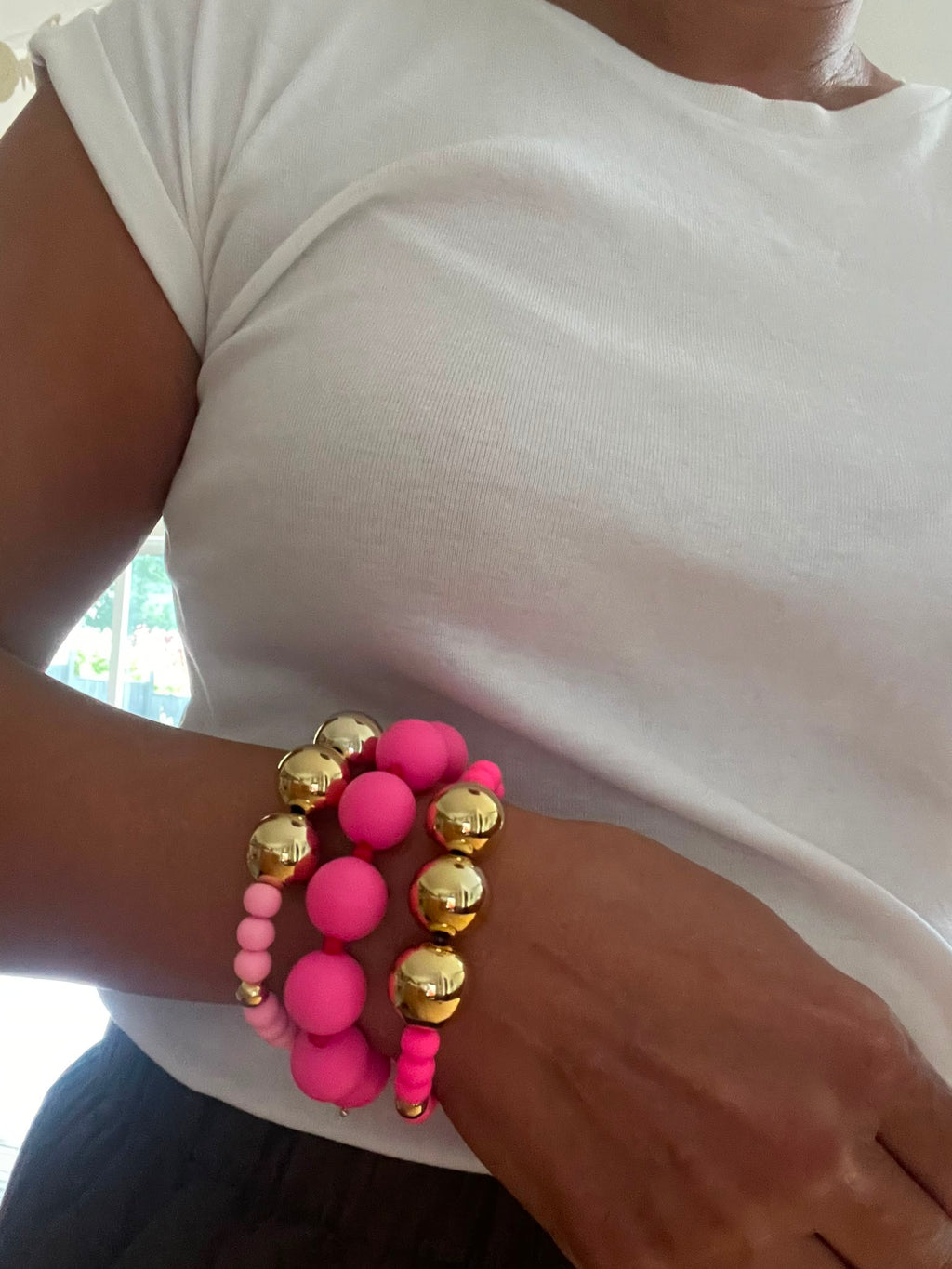 Soft pink beaded bracelet