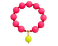 Bright pink silicone beaded bracelet with neon drop bead