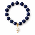 Navy silicone beaded bracelet with pearl spacers