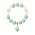 Aqua and crystal beaded bracelet with aqua drop bead